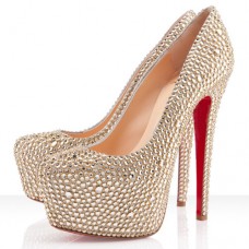 Christian Louboutin Daffodile Strass 160 mm-es Platformos Szandál Arany