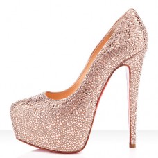Christian Louboutin Daffodile Strass 160 mm-es platformos szandál világos barackszínű Christian Louboutin Daffodile Strass 160 mm-es platformos szandál világos barackszínű