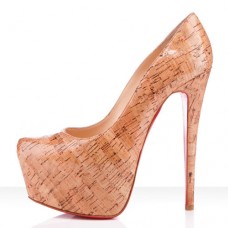 Christian Louboutin Daffodile 160 mm-es platformos natúr bőr csizma