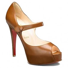Christian Louboutin No Barre 140 mm-es Mary Jane Pumps Barna