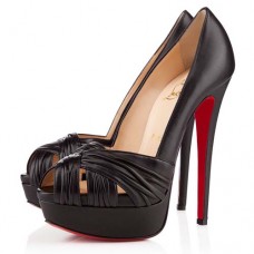 Christian Louboutin Jenny 140 mm-es peep toe cipő fekete