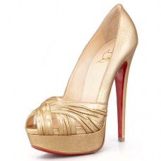 Christian Louboutin Jenny 140 mm-es peep toe cipők arany színben