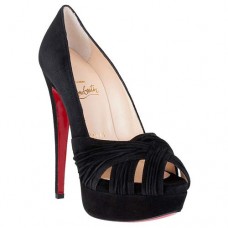 Christian Louboutin Jenny 140 mm-es peep toe cipő fekete