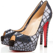 Christian Louboutin Sobek 100 mm-es peep toe cipők sötétkék