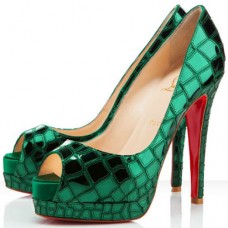 Christian Louboutin Sobek 100 mm-es peep toe cipők zöldek