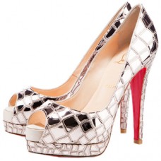 Christian Louboutin Sobek 100mm Peep Toe Pumps Platine