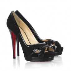 Christian Louboutin Very Jaws 140 mm-es peep toe cipő fekete