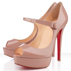 Christian Louboutin Bana 140 mm-es peep toe cipők nude színben