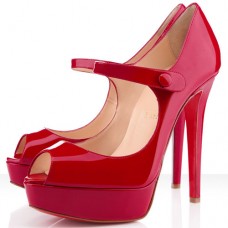 Christian Louboutin Bana 140 mm-es peep toe cipő piros