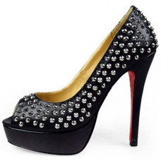 Christian Louboutin Arielle 120 mm-es peep toe cipő fekete