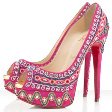 Christian Louboutin Bollywoody 140 mm-es peep toe cipők Rose Matador