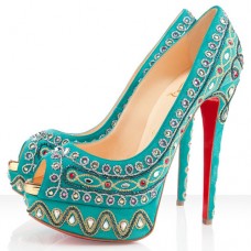 Christian Louboutin Bollywoody 140 mm-es peep toe cipő Caraibes-től
