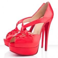 Christian Louboutin Lady Corset 140 mm-es peep toe cipők mandarinpiros színben