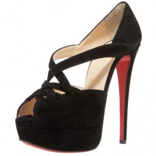 Christian Louboutin Lady Corset 140 mm-es peep toe cipő, fekete