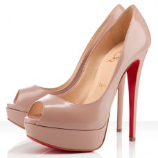 Christian Louboutin Lady 140 mm-es peep toe cipők nude színben Christian Louboutin Lady 140 mm-es peep toe cipők nude színben