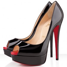 Christian Louboutin Lady 140 mm-es peep toe cipő fekete