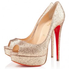 Christian Louboutin Lady 140 mm-es peep toe cipők nude színben