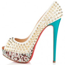 Christian Louboutin Lady Peep Spikes 140mm-es peep toe pumps, Craie