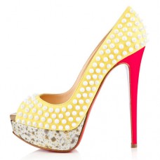 Christian Louboutin Lady Peep Spikes 140mm-es peep toe pumps canari