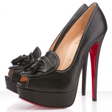 Christian Louboutin Alta Campus 140 mm-es peep toe cipő fekete