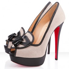 Christian Louboutin Alta Campus 140 mm-es peep toe cipők natúr színben