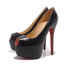 Christian Louboutin Highness 160 mm-es peep toe cipők fekete színben