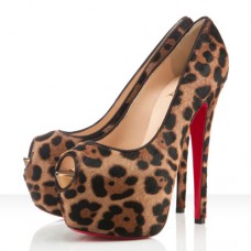 Christian Louboutin Highness 160 mm-es peep toe cipő leopárdmintás