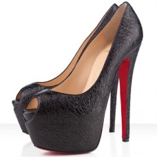 Christian Louboutin Highness 160 mm-es peep toe cipők fekete színben