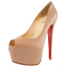 Christian Louboutin Highness 160 mm-es peep toe cipők bézs színben