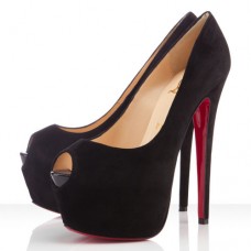 Christian Louboutin Highness 160 mm-es peep toe cipők fekete színben