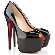 Christian Louboutin Highness 160 mm-es peep toe cipők fekete színben