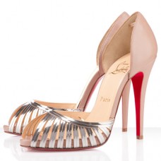 Christian Louboutin Corpus 120 mm-es peep toe cipő bézs színben