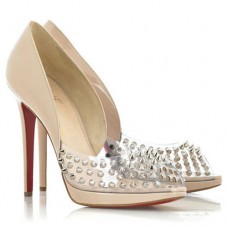 Christian Louboutin Engin 120 mm-es peep toe cipők nude színű