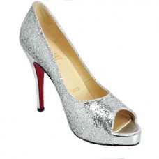 Christian Louboutin Csillámos 120 mm-es Peep Toe Pumps Ezüst