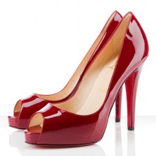 Christian Louboutin Very Prive 120 mm-es peep toe cipők sötétpirosak