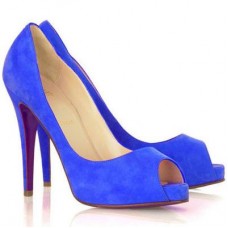 Christian Louboutin Very Prive 120 mm-es peep toe cipők kéken