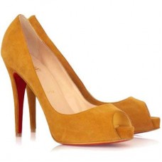 Christian Louboutin Very Prive 120 mm-es peep toe cipők barna színben