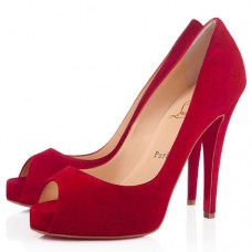 Christian Louboutin Very Prive 120 mm-es peep toe cipők pirosak