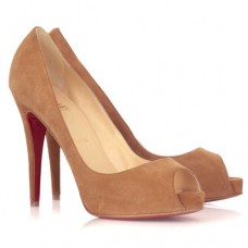 Christian Louboutin Very Prive 120 mm-es peep toe cipők teveszínben