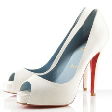 Christian Louboutin Very Prive 120 mm-es peep toe cipők fehér színben