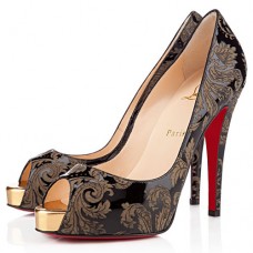 Christian Louboutin Very Prive 120 mm-es peep toe cipők arany színben Christian Louboutin Very Prive 120 mm-es peep toe cipők arany színben