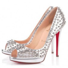 Christian Louboutin Yolanda Szöges 120 mm-es Peep Toe Pumps Ezüst