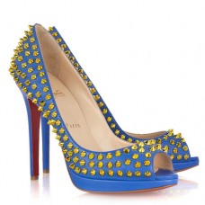 Christian Louboutin Yolanda 120 mm-es tüskés orrú pumpák kék színben