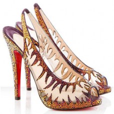 Christian Louboutin Maralena 140mm különleges alkalmakra készült lángszínű cipő