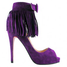 Christian Louboutin Rövidszárú Tina Fringe 120mm Bokacsizma Különleges Alkalmakra Parme