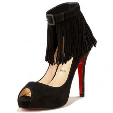 Christian Louboutin Rövidszárú Tina Fringe 120mm Bokacsizma Fekete, Különleges Alkalmakra