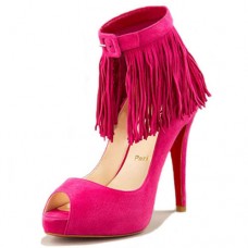 Christian Louboutin Rövidszárú Tina Fringe 120mm Bokacsizma Rózsaszín |