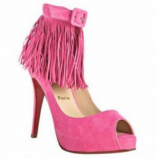 Christian Louboutin Rövidszárú Tina Fringe 120mm Bokacsizma Rózsaszín |
