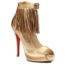 Christian Louboutin Rövidszárú Tina Fringe 120mm Bokacsizma Különleges Alkalmakra Arany