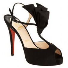 Christian Louboutin Ernesta T-pántos 100 mm-es csizma, fekete, különleges alkalmakra